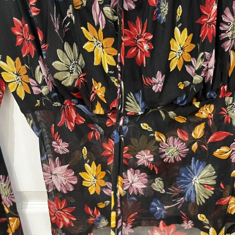 Streetwear society floral print sheer top size large - Picture 3 of 8